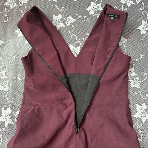 Judith & Charles Plum Sleeveless V-Neck Linen Blend Sheath Dress Sz 12 - Picture 8 of 13